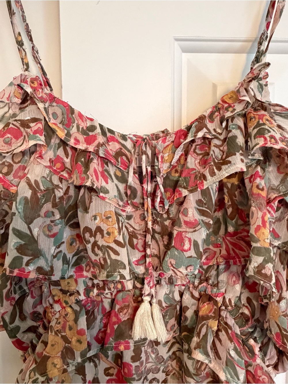 Anthropologie DEAR JOHN Spring Paisley
Floral VALENTINA Ruffle Bust Midi Dress S - Picture 5 of 9